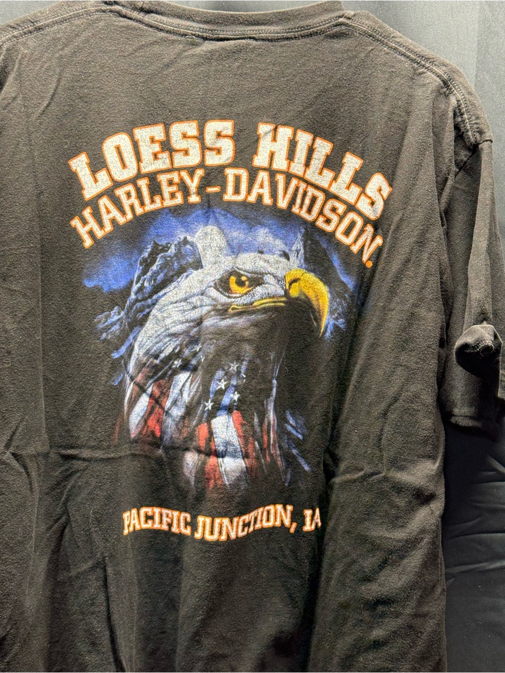 Harley-Davidson Black Tee with Eagle Loess Hills Sz xl (14z4)